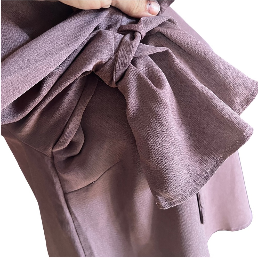 Crescent and Willough Blouse Mauve Ruffle Cuff Sleeves with Tie Keyhole Back L - Picture 4 of 8